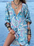 Women's Boho Floral Print Casual Cotton Dress