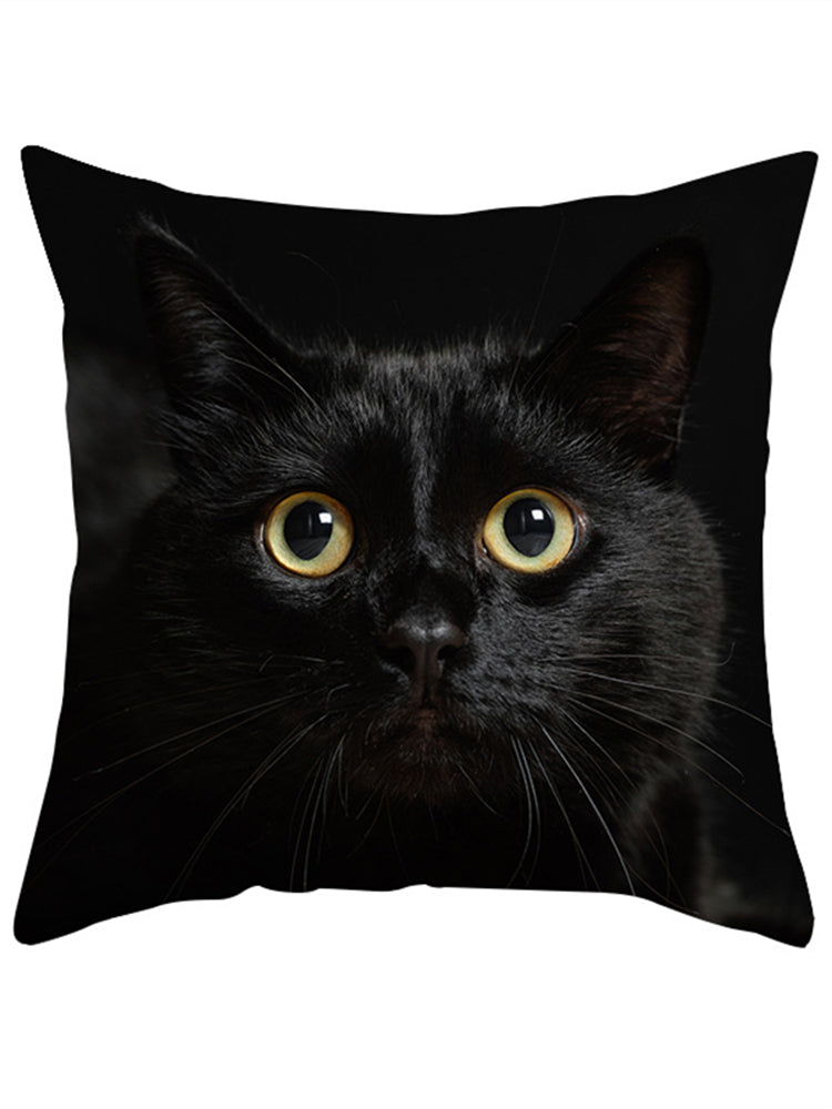 Black Cat Print Soft Suede Pillowcase elevenforest