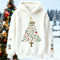 Comstylish Fun Christmas Tree Pattern Women's Flannel Hoodie