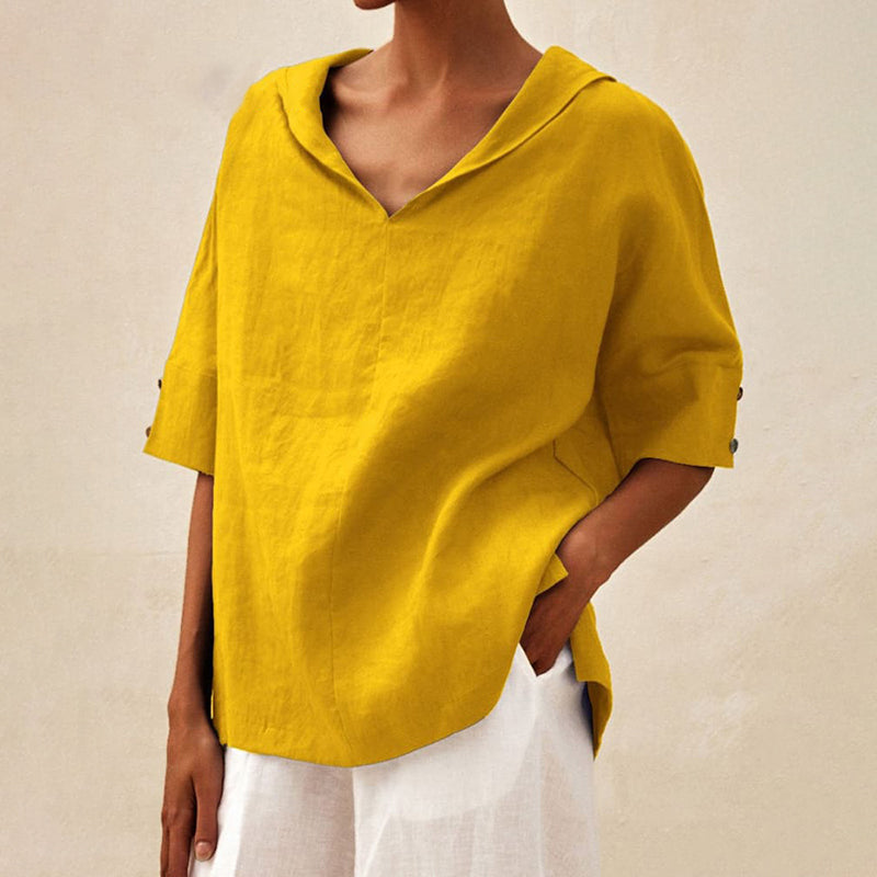 Comstylish Women's Casual Linen V-Neck Shirt