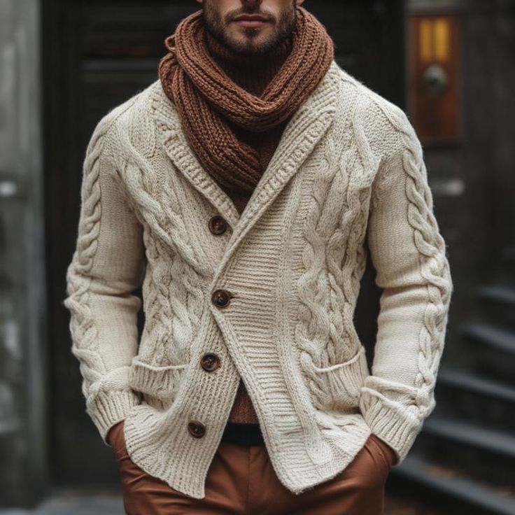 Anchor Contrast Stripe Warmth Knitted Fairman Island Jacquard Retro Sweater Cardigan artswardrobe