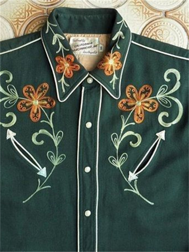 Comstylish Vintage Western Floral Embroidered Blouse