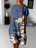 Japanese Floral Art Flowy Midi Dress