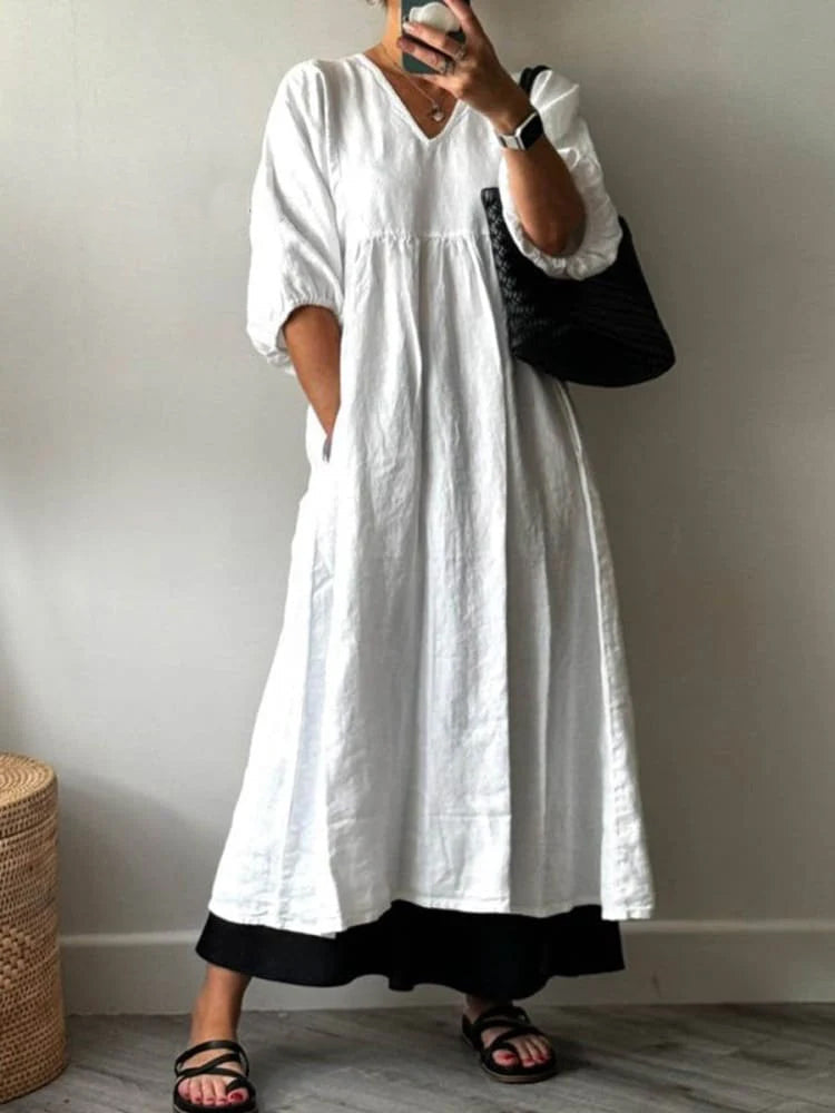 Women'S Vintage Floral Pattern Tree Pattern Pattern Cotton Dress