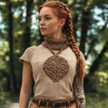 Vintage Viking Tree Of Life Print Linen Short Sleeve T-shirt artswardrobe