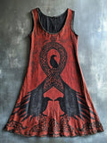 Raven & Celtic Knot Pattern Norse Mythology Art Vintage Linen Vest Dress artswardrobe