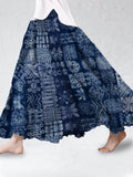 Comstylish Tie Dye Ocean Art Cotton Linen Flowy Skirt