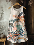 Vintage Boho Graphic Linen Blend Tank Dress artswardrobe