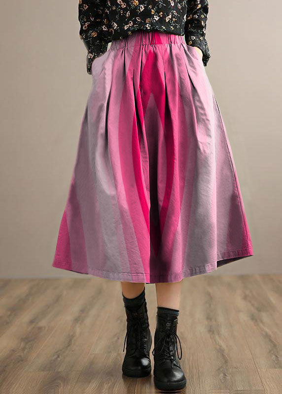 French Red Geometry Clothes for Elastic Waist Art Spring Dresses