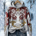Comstylish Vintage Casual Viking Print Hoodie