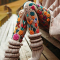 Vintage Floral And Leaf Cozy Knit Leggings artswardrobe