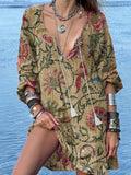 Women's Vintage Bohemian Floral Print Casual Beach Dress