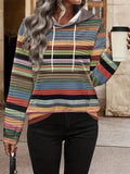 Women's Contrast Print Hooded Long Sleeve Sweatshirt 
