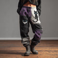Comstylish Women's Vintage Smiley Cat Patchwork Sports Pants