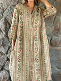 Women's Elegant Simple Rose Floral Stripe Pattern Cotton and Linen Shi