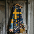 Vintage Loose Swedish Flag With Floral Patchwork Pattern Art Print Linen Tank Dress artswardrobe