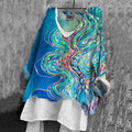 Women's Abstract Line Art Print Casual Cotton And Linen Shirt artswardrobe