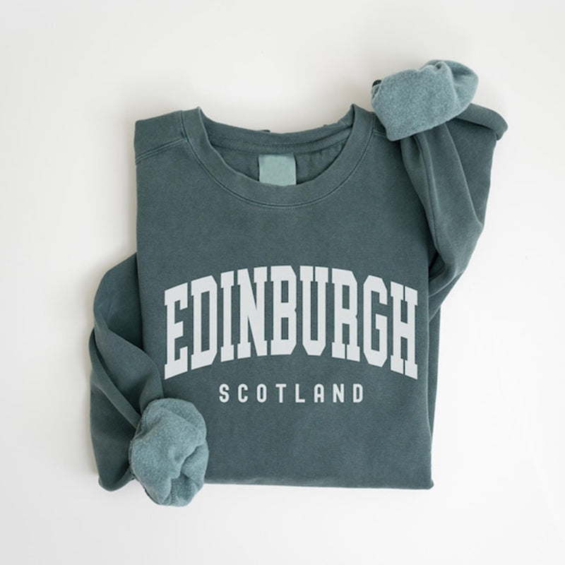 Comstylish Edinburgh Scotland Print Crew Neck Sweatshirt