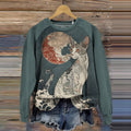 Comstylish Japanese Art Cat Print Crew Neck Sweatshirt