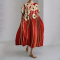 Comstylish Classy Flowers Japanese Art Linen Blend Maxi Dress