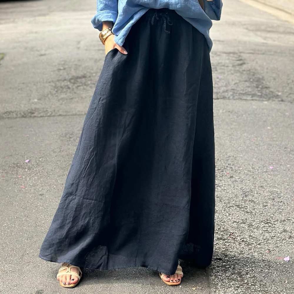 Women's Fashion Casual Cotton And Linen Shirt And Skirt Two-piece Set artswardrobe