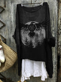 Comstylish Bloody Moon Forest Raven Vegvisir Linen Blend Tunic