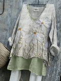 Cottage Daisies Floral Fiber Art Linen Tunic artswardrobe
