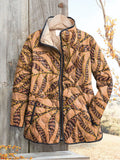 Women's Vintage Floral Art Print Casual Quilted Cardigan