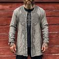 Men's Vintage Viking Rune Print Linen Button Cardigan artswardrobe