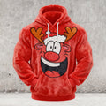 Comstylish Men's Fun Christmas Reindeer Flannel Hoodie