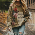 Comstylish Farm Autumn Patchwork Floral Musical Notes Color-contrast Sweatshirt