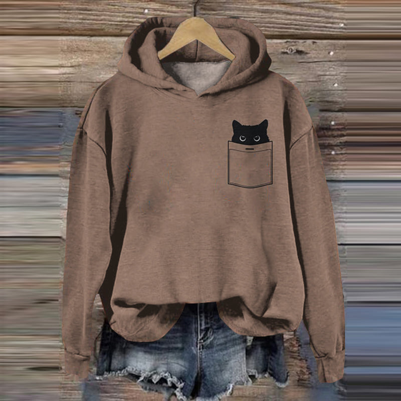 Comstylish Abstract Creative Black Cat In Bag Art Women's Hoodie