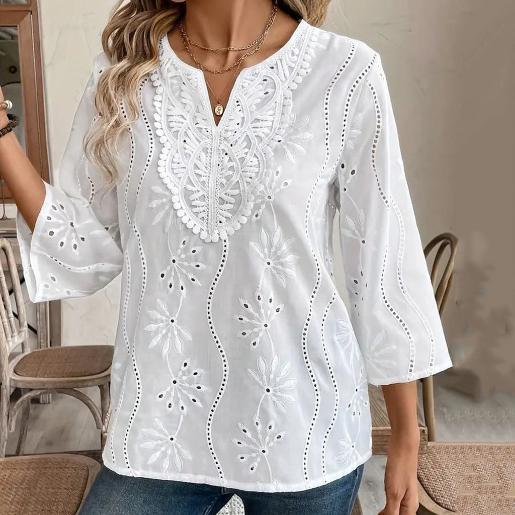 Vintage Lace Floral Embroidered Cozy Shirt artswardrobe