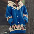 Vintage Iceland Floral Jacquard Cozy Sweater Hooded Cardigan elevenforest