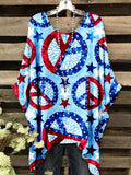 Women's Independence Day Geometric Star Pattern Top