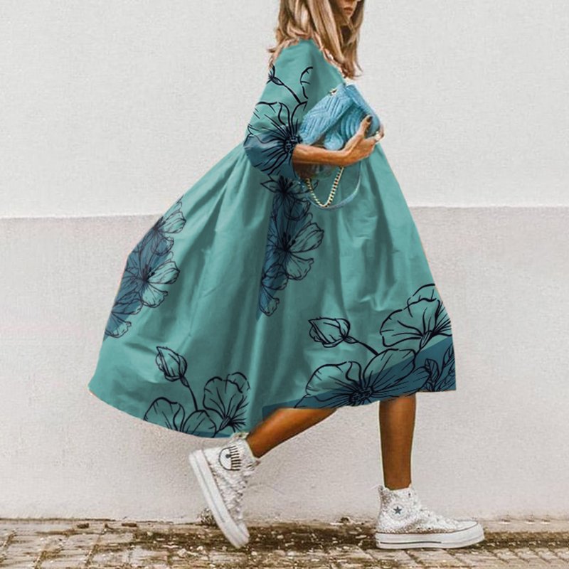 KS | Flowing midi dress with floral pattern