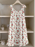 Vintage Cottagecore Floral Ruffle Trim Linen Dress artswardrobe