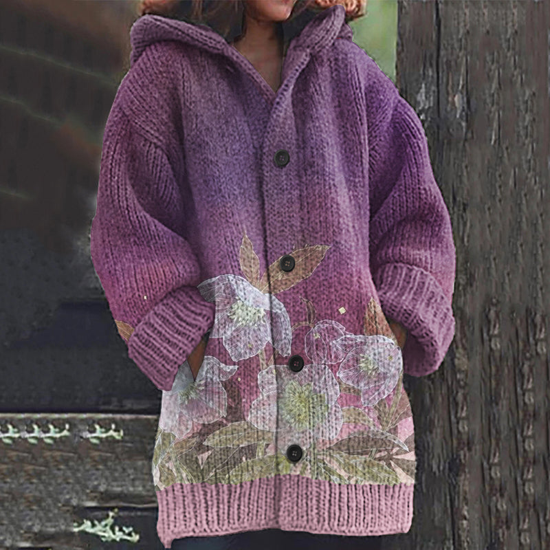 Fashion Gradient Flower Knitted Cardigan Sweater elevenforest