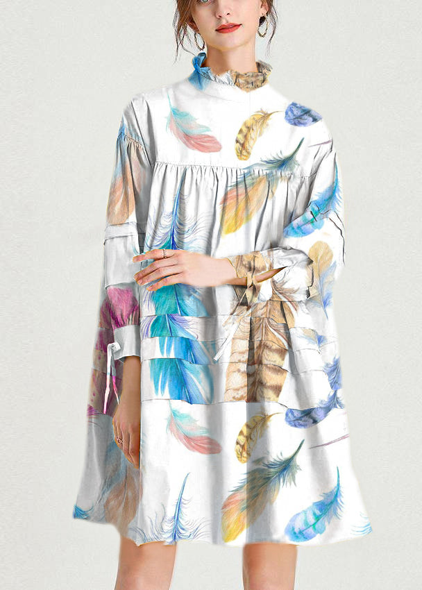 Grey Flowers Stand Cotton Bow Spring Maxi Dresses