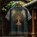 Men's Viking Life Of Tree Knot Vintage Linen T-shirt artswardrobe