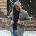 Men's Solid Color Pocket Hooded Knit Sweater Cardigan elevenforest