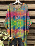 Women's colorful abstract floral print casual top