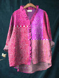 Polka Dot & Striped Print Linen Blend Shirt artswardrobe