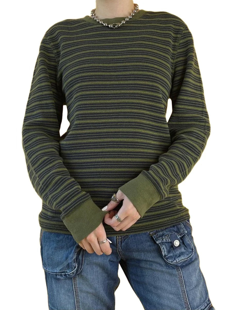 JO | MW - Striped long-sleeved shirt with round neckline