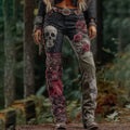 Comstylish Rose And Skull Embroidered Patchwork Gothic Rock Jeans