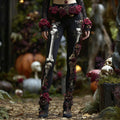 Comstylish Women's Vintage Rose Skull Art Casual Leggings