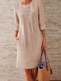 Casual Round Neck Solid Color Dress