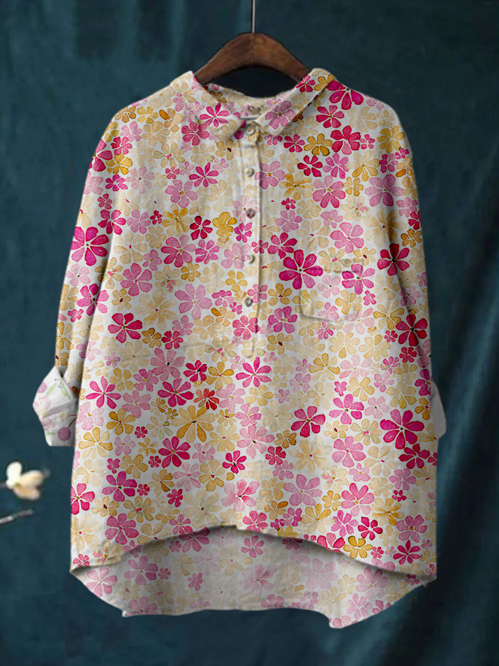 Women's Colorful Small Flower Print Shirt