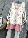 Vintage Cottagecore Floral Pattern Linen Blend Tunic artswardrobe