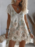 Bohemian Rose Layered Vintage Short Skirt artswardrobe